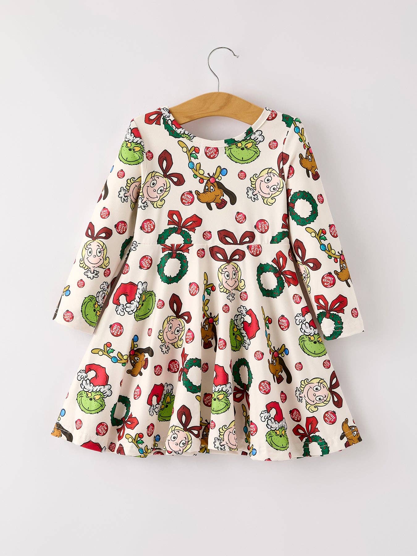 Winter Christmas Character Colorful Print Girls Dress