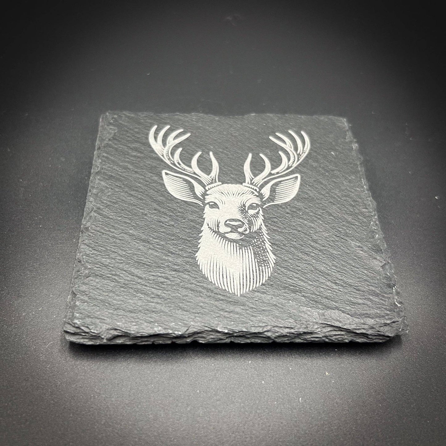 Deer Head - 4" Square Slate Coaster