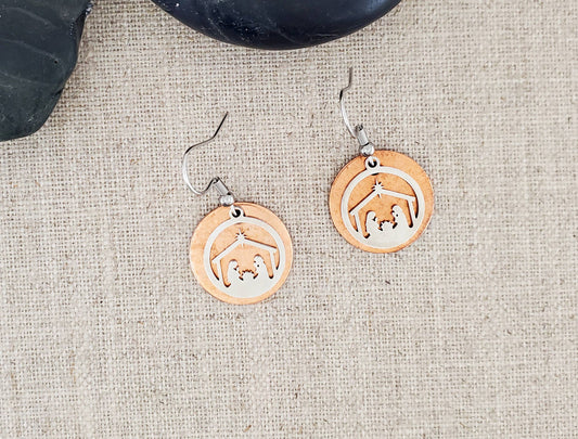 Christmas Stainless Steel & Copper Manger Earrings
