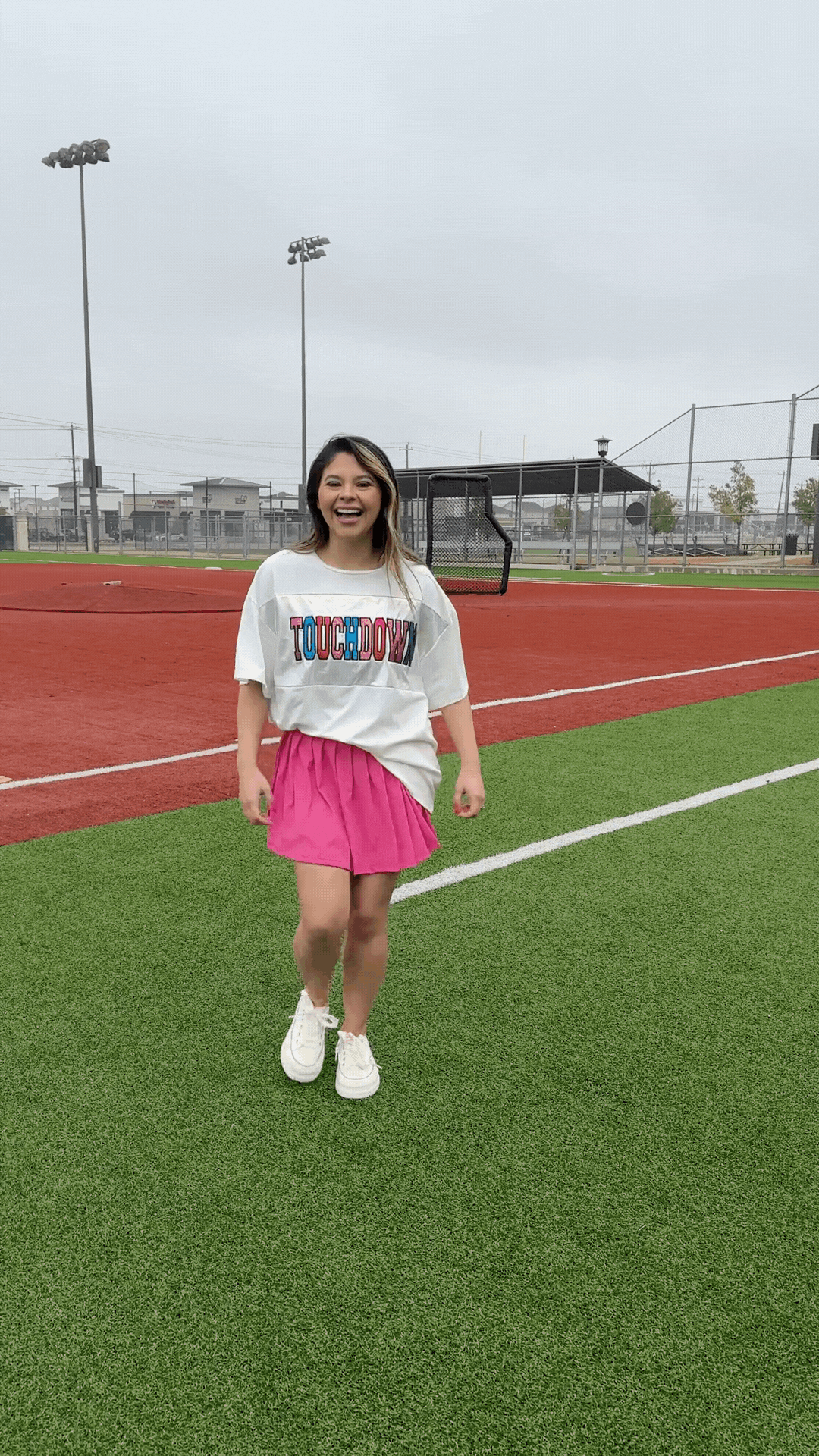 Glitter "Touchdown" on White T-Shirt