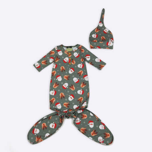Santa & Rudolph Baby Knotted Gown
