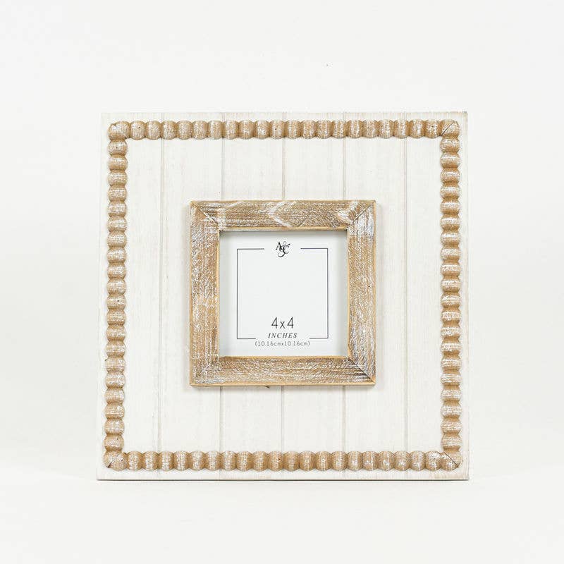 11589 - 10x10x1.5 wd beaded photo frame,  (4x4)