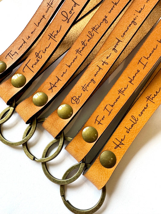 Scripture Wristlet Keychains - Full Grain Leather