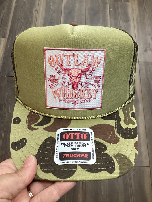Outlaw whiskey trucker hat