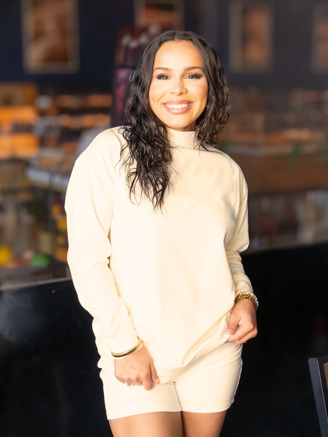Mock Neck Sweatshirt, Ivory