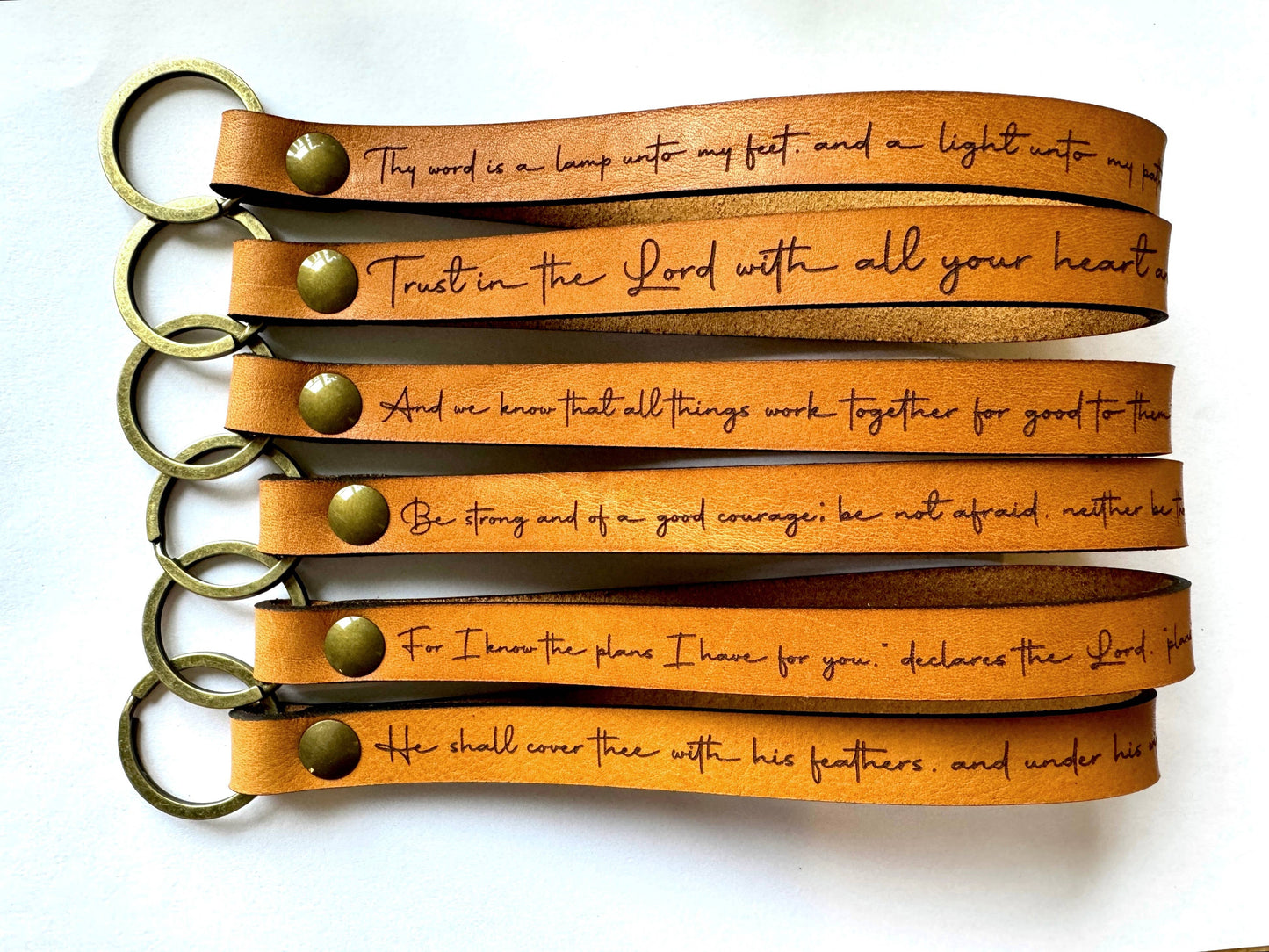 Scripture Wristlet Keychains - Full Grain Leather
