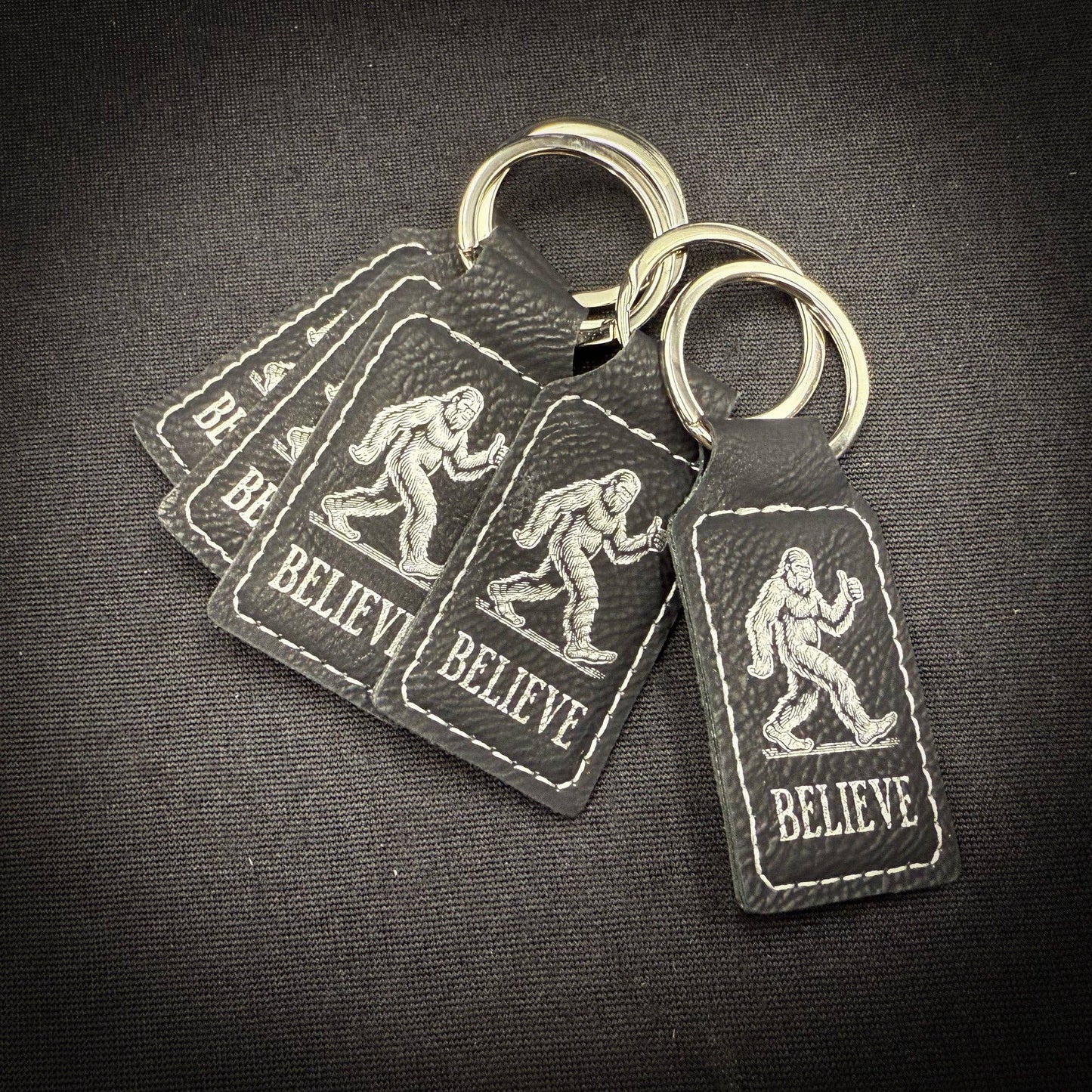 Bigfoot Believe - Leatherette Keychain