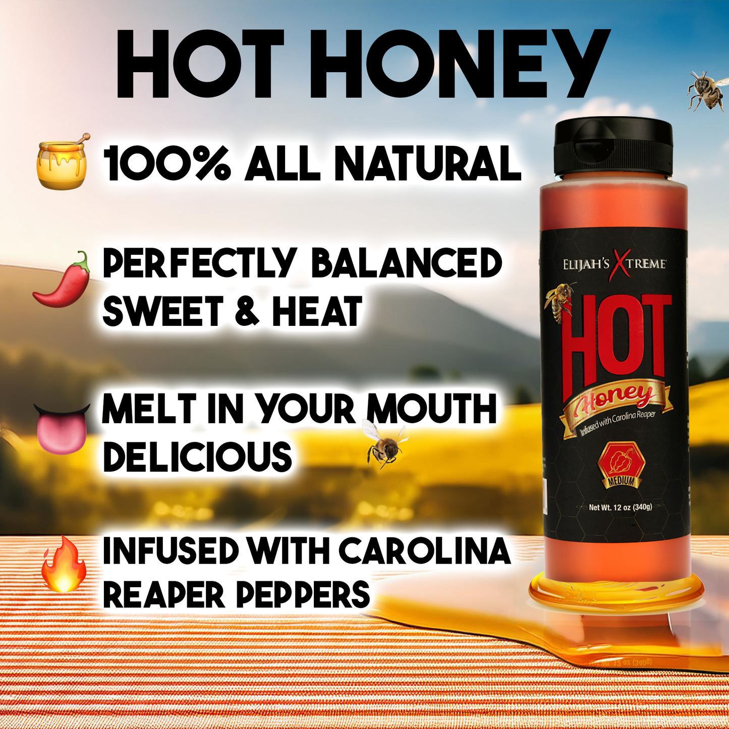 Elijah's Xtreme Extra Hot Honey 12oz Bottle
