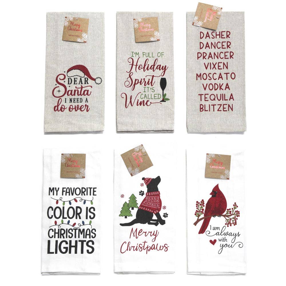 MERRY CHRISTPAWS Message Dog Printed Kitchen Towel