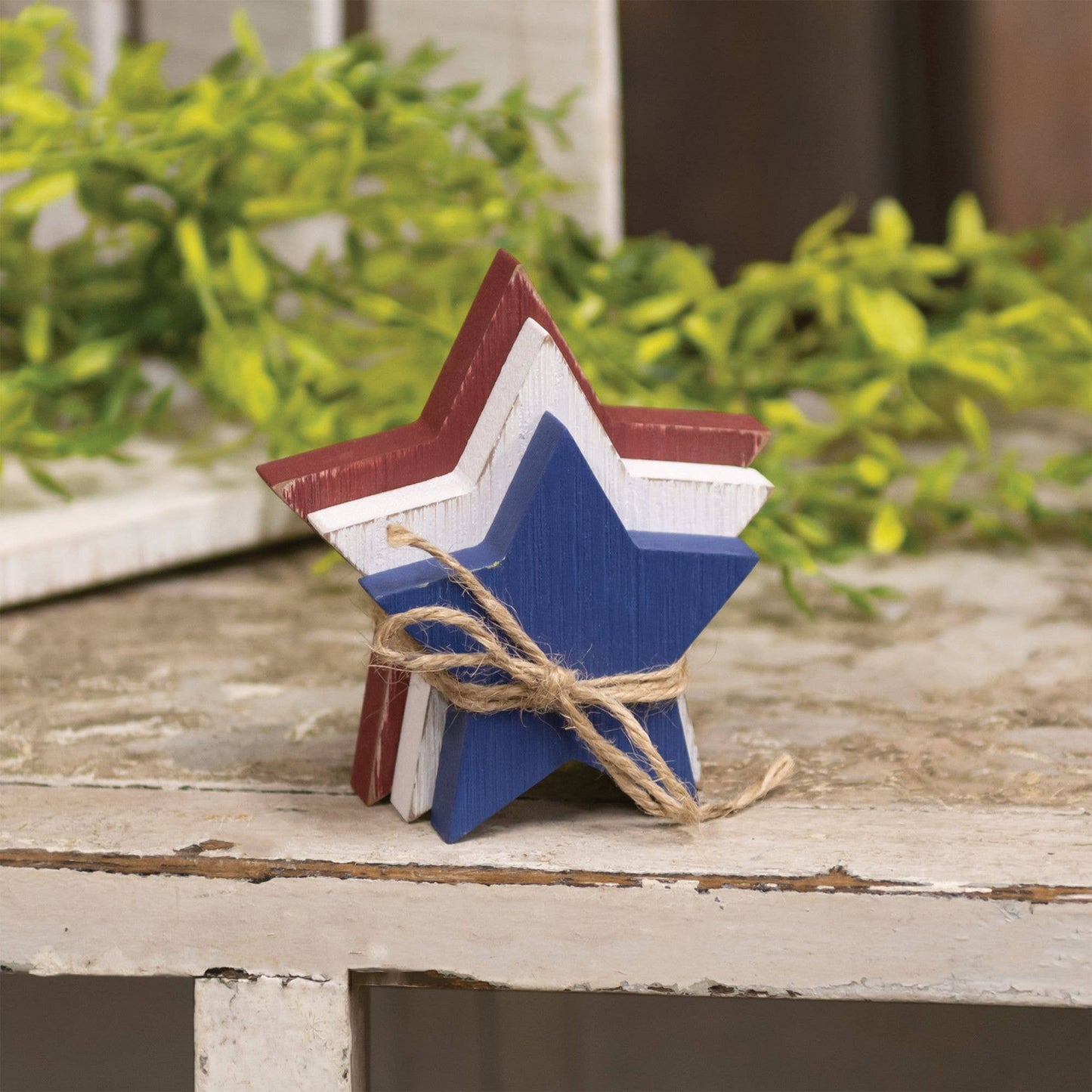 3/Set, Wooden Red, White, & Blue Star Bundle