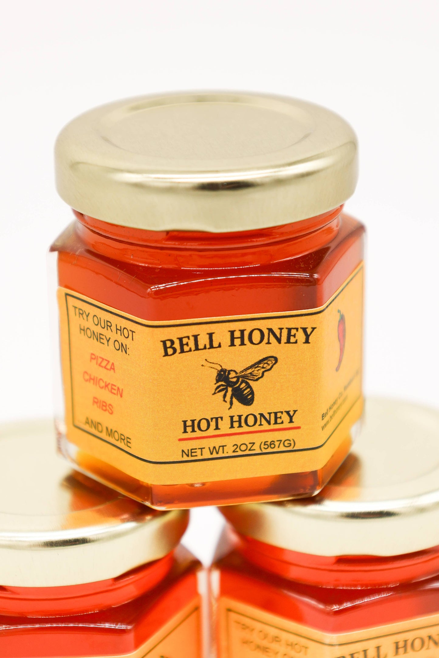 Mini Hexagon Hot Honey Jars 2oz 