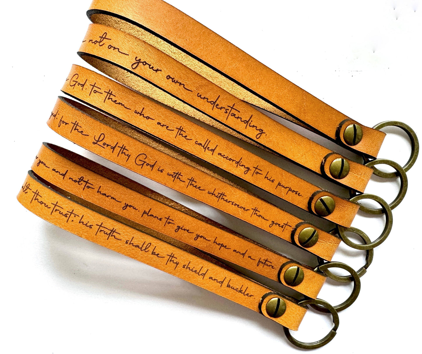 Scripture Wristlet Keychains - Full Grain Leather